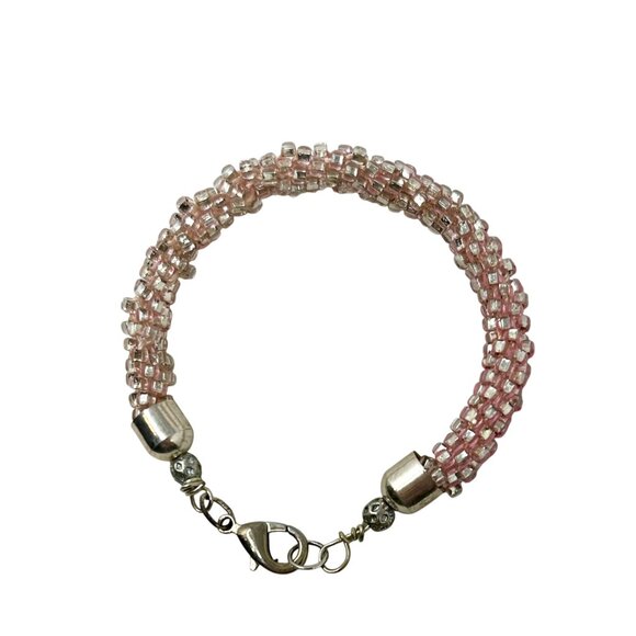 3 Handcrafted Bracelets With Rhinestone Accents In Gold & Pink Beaded Designs - Picture 8 of 8